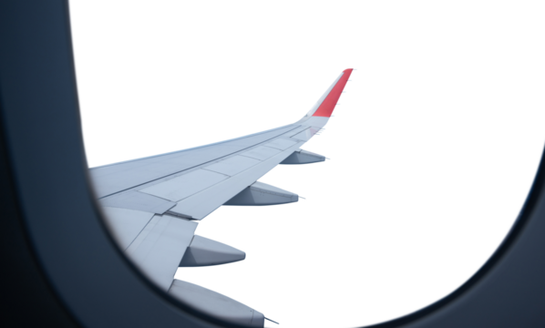 Airplane wing isolated on transparent background, PNG File