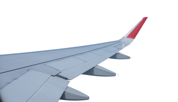 Airplane wing isolated on transparent background, PNG File
