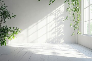 Obraz premium Empty Room With Natural Light Creative Copy Space Background Design Interior Concept , ai