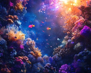 Fototapeta premium A mesmerizing underwater world blending with outer space