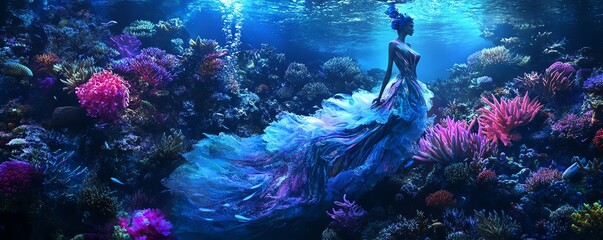 Naklejka premium A panoramic underwater scene