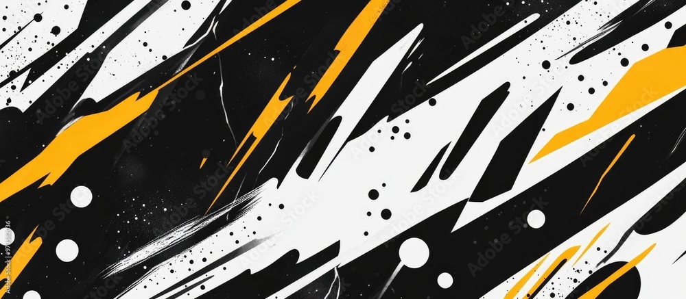 Poster black and white abstract background featuring lightning characterized by bold outlines flat colors a
