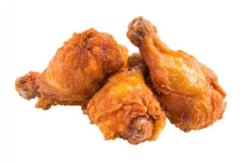 Tasty flying fried chicken isolated on white background , ai