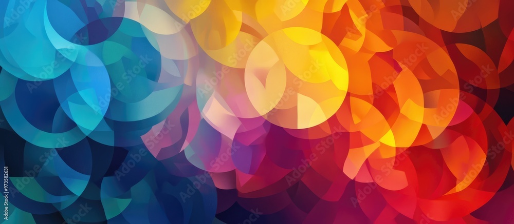 Poster multicolored abstract background featuring geometric circular patterns