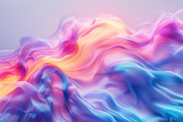Fototapeta premium Fluid shapes gracefully morphing in a colorful abstract landscape at dawn