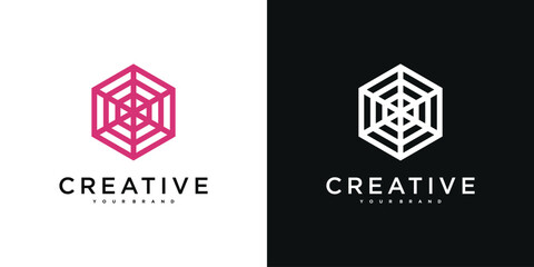 Creative abstrack hexagon logo design template. Premium Vector