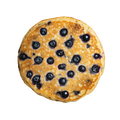 A Single Blueberry Pancake Isolated on a Transparent Background