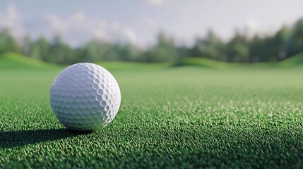 Obraz premium 3d render Close up of golf ball on green in golf course. nice sports background