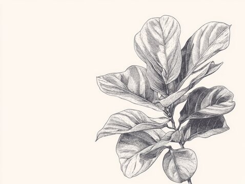 fiddle leaf fig plant sketch clip art preview