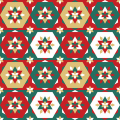 Beautiful abstract geometric background with hexagonal stars. Chic festive New Year pattern made of hexagonal shapes. Ornament, texture for paper, wallpaper, fabric, textile, packaging.
