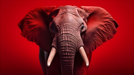 elephant in the zoo on red background.
