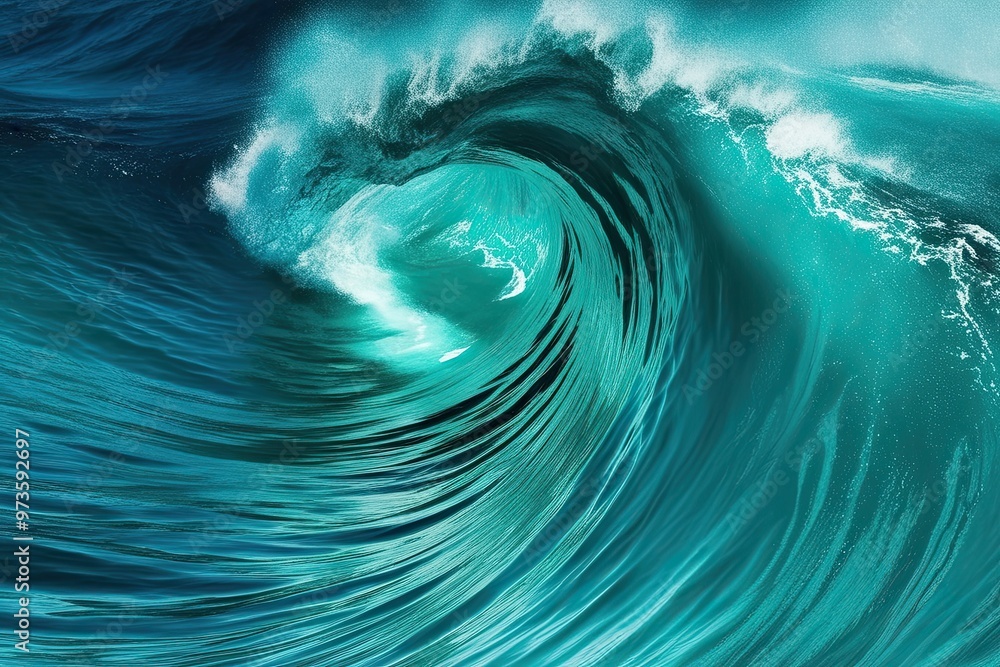 Poster vibrant teal ocean wave abstract background with rich texture and color gradient