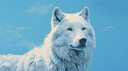 Obraz premium region wolf canis lupus on blue background.