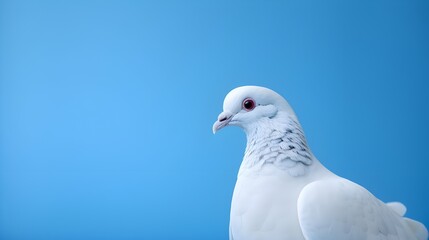 white pigeon on blue background.