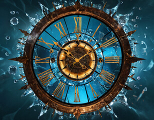 Obraz premium abstract fire clock destruction and time