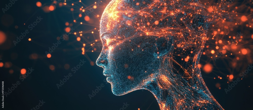 Poster artificial intelligence technology background virtual concept with a digital web design