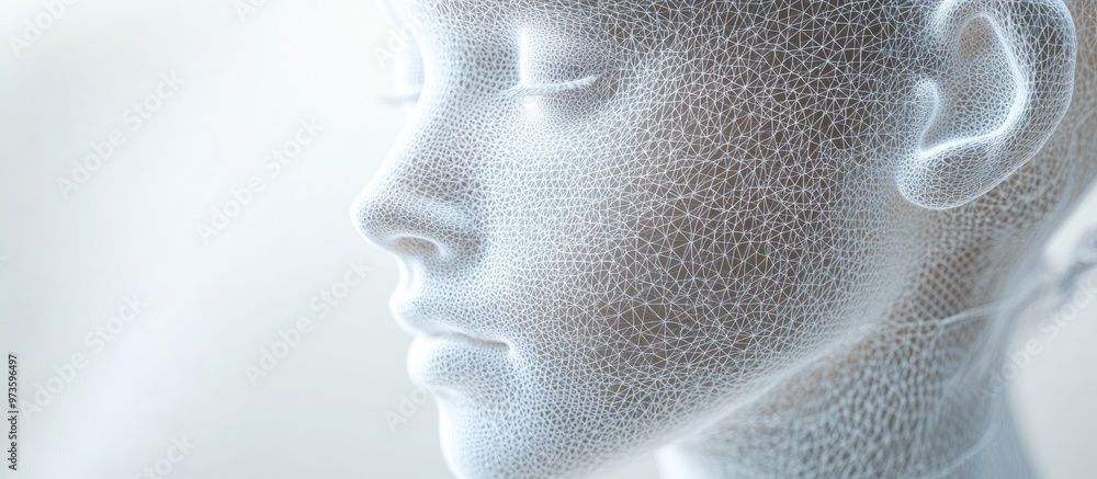 Aufkleber 3d wireframe representation of a young female head symbolizing themes of technology cyborg digital e