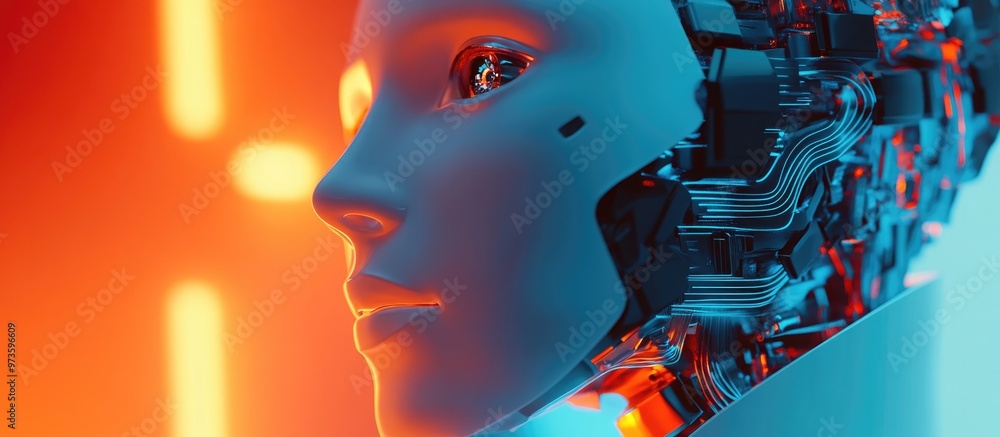 Poster stylish and three dimensional representation of artificial intelligence