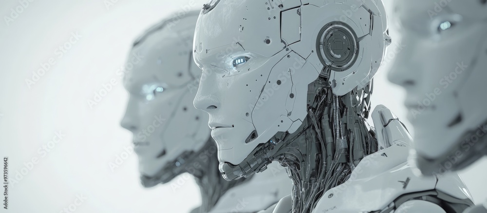 Poster concept of a cyborg clone robot and artificial human android technology