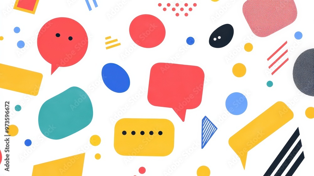Poster clean and colorful minimalist vector speech bubbles on white background for modern design projects