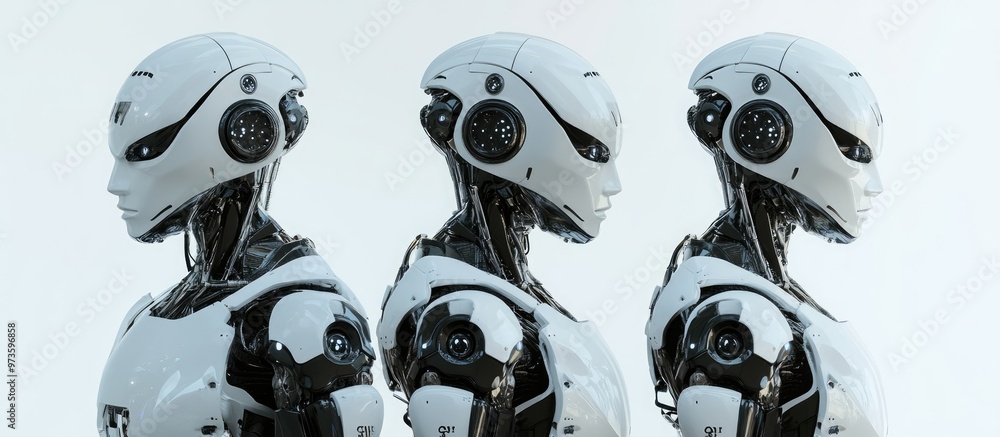 Poster emotionally expressive robots with advanced technology presented in an isolated setting against a wh