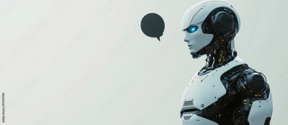 Poster robot with speech bubble
