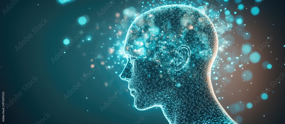 Poster conceptual 3d illustration of a human figure representing artificial intelligence