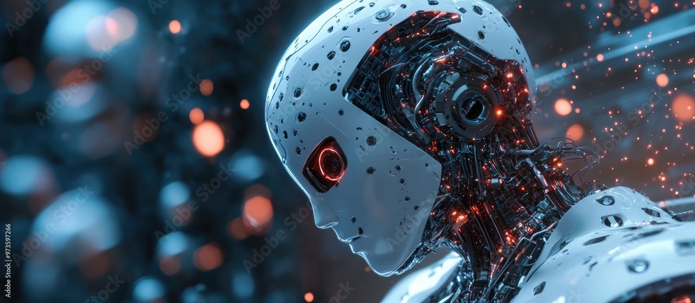 Poster 3d rendering of an artificial intelligence concept showcasing advanced technology and futuristic des