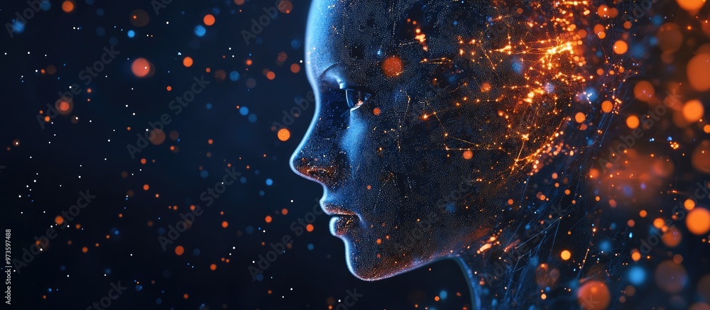 Poster abstract concept of artificial intelligence in a digital technology web environment virtual represen