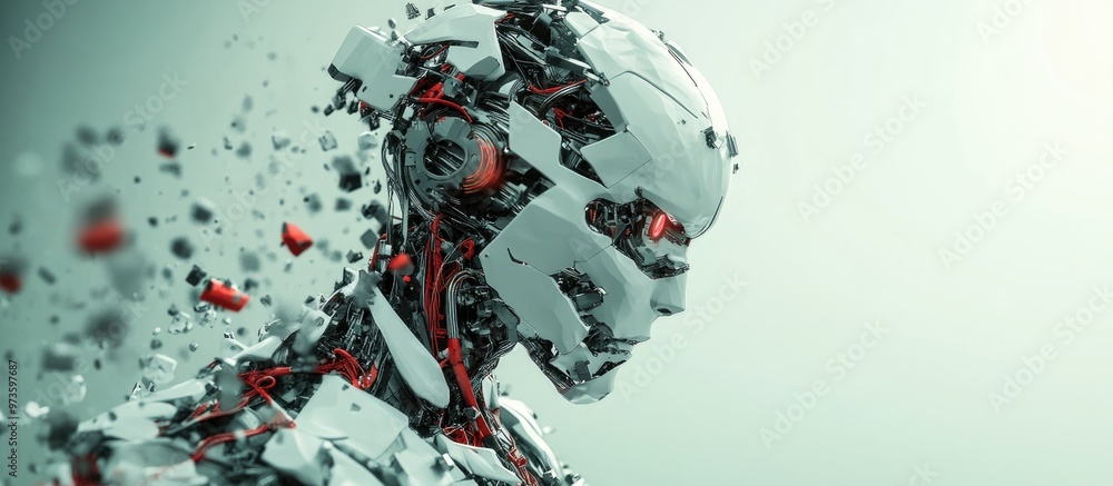 Poster 3d rendering of a humanoid robot figure showcasing advanced design and futuristic features