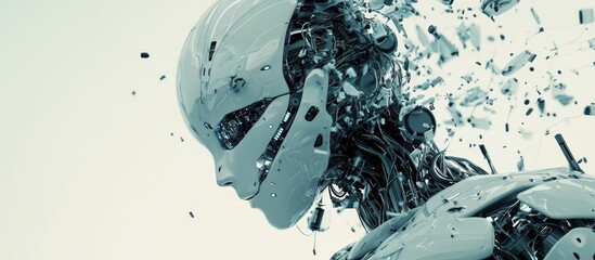 Fototapeta premium 3D rendering of an AI robot engaged in cognitive processing or analysis