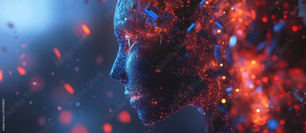 Aufkleber stylish and three dimensional representation of artificial intelligence