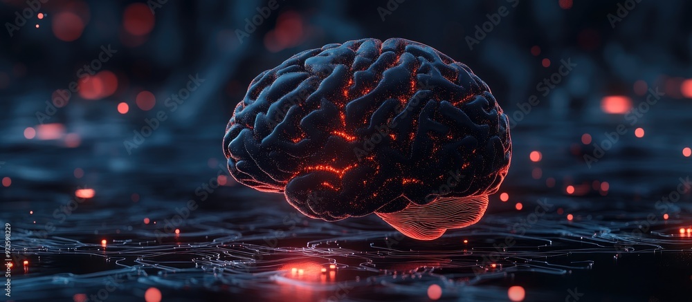 Poster human brain and neural network concept modern design focused on artificial intelligence featuring a 