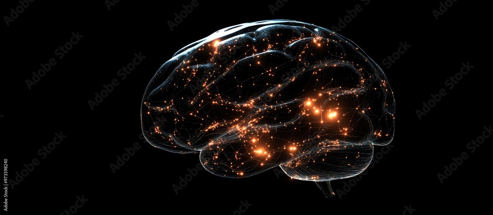 Poster brain designed for cognitive processes in both artificial intelligence and human psychology showcasi