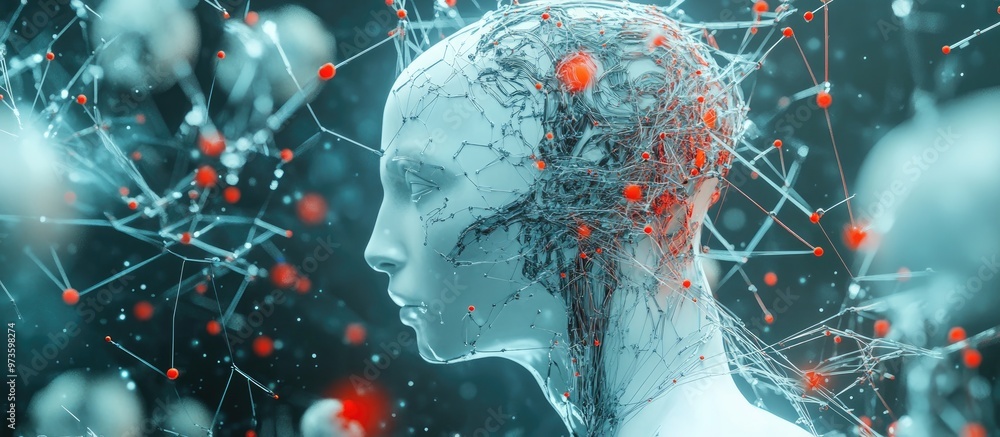 Poster ai and machine learning concepts represented through innovative technology showcasing neural network