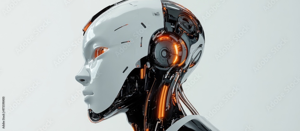 Aufkleber ai robot head from side view showcasing advanced technology and smart design representing a concept 