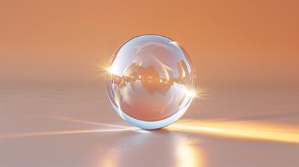 Crystal Sphere Illuminated by the Warm Light of the Sunset