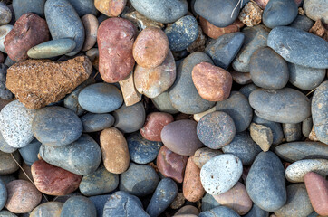 Round Stones on an Ocean Beach in Hawaii.