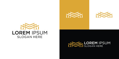 Set of bundle luxury real estate house building construction line style logo template