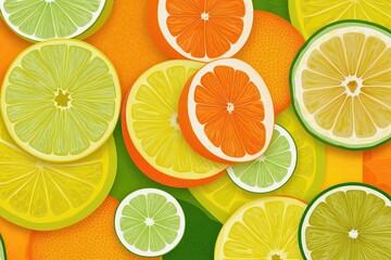 Obraz premium Bright Citrus Yellow Abstract Wallpaper Featuring Orange and Lime Textures