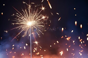 Obraz premium Bright Sparkler Firework Effect with Dynamic Light Isolation