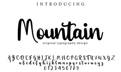 Mountain Font Stylish brush painted an uppercase vector letters, alphabet, typeface