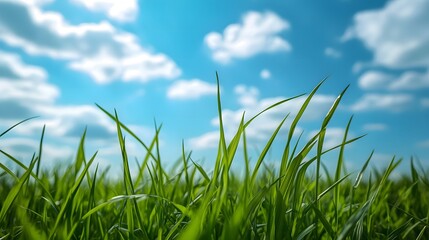 青空と新鮮な緑の草