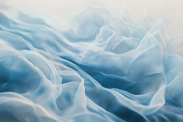 Obraz premium Abstract blue wavy texture resembling flowing fabric or waves.