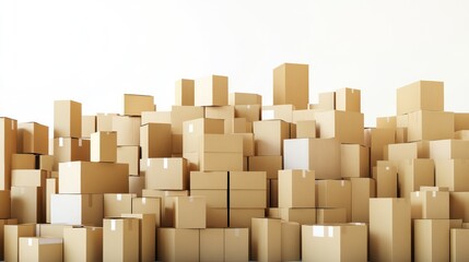 A stack of cardboard boxes against a white background.