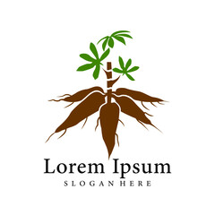 Cassava Graphic Design Illustration Vector. Cassava Logo, Cassava Farm Icon.