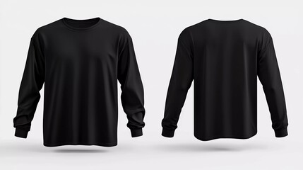Blank black longsleeve t-shirt mockup, nice different view