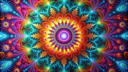 Fractal burst background with vibrant colors and intricate patterns, fractal, burst, background, abstract, vibrant, colors