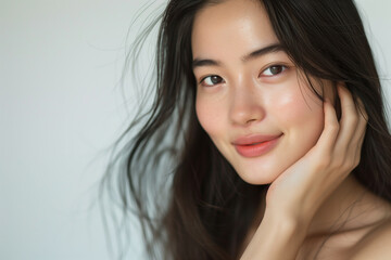 Naklejka premium Portrait of a Smiling Woman with Natural Lighting