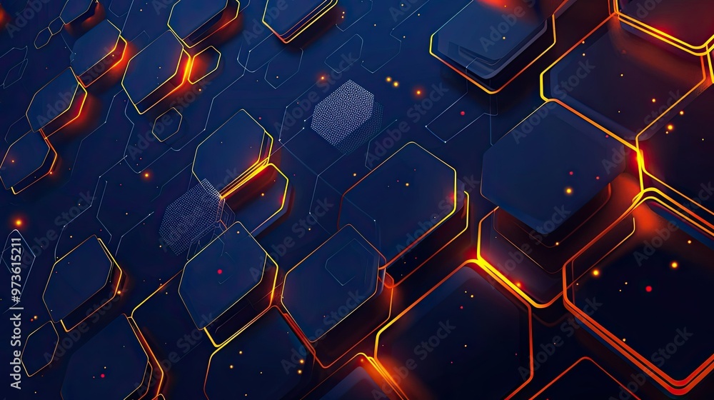 Aufkleber a visually striking abstract design featuring hexagonal shapes with glowing edges, suggesting a tech
